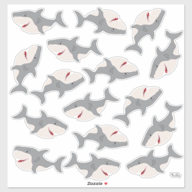 Sticker Charme Requin appât Cartoon Requins Caractère Viny (Feuille)