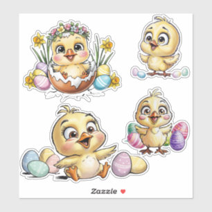 Sticker Charmes de Pâques : Bons Poussins et Oeufs de Pâqu