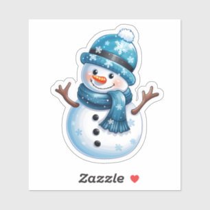 Sticker Charming Blue Snowman pour Noël