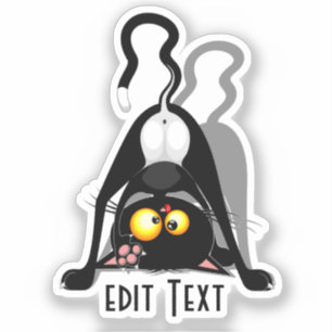 Sticker Chat à l'envers Personnage de dessin animé drôle