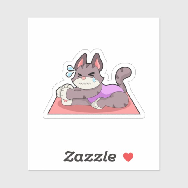 Sticker Chat à Yoga Fitness (Feuille)