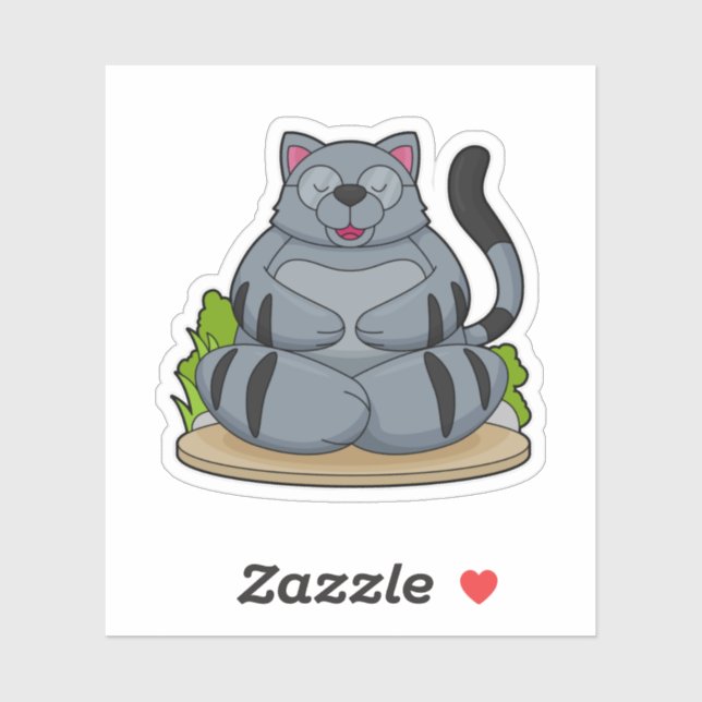 Sticker Chat à Yoga Fitness (Feuille)