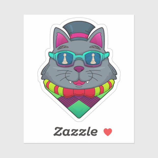 Sticker Chat aux échecs avec pièce d'échecs Pawn (Feuille)