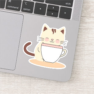 Sticker Chat avec café imperméable