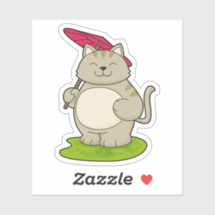 Sticker Chat avec parapluie