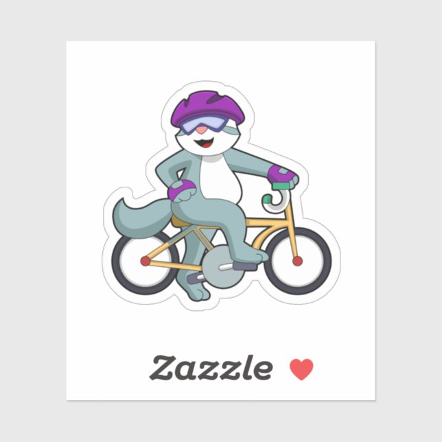 Sticker Chat avec vélo (Feuille)