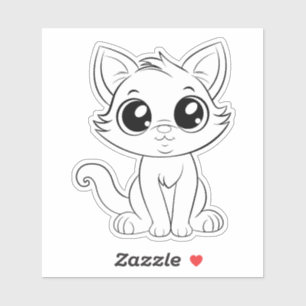 Sticker Chat blanc adorable