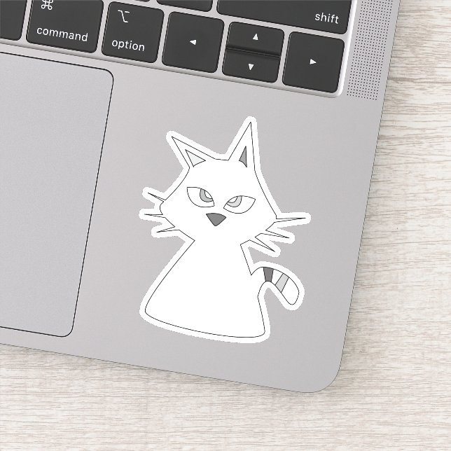 Sticker Chat blanc chanceux (Détail)