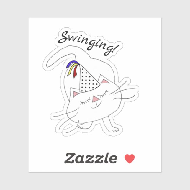 Sticker Chat blanc Kute Kitty Party (Feuille)