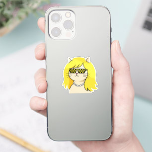 Sticker Chat Blond Cool avec des Lunettes de Soleil Pixel 
