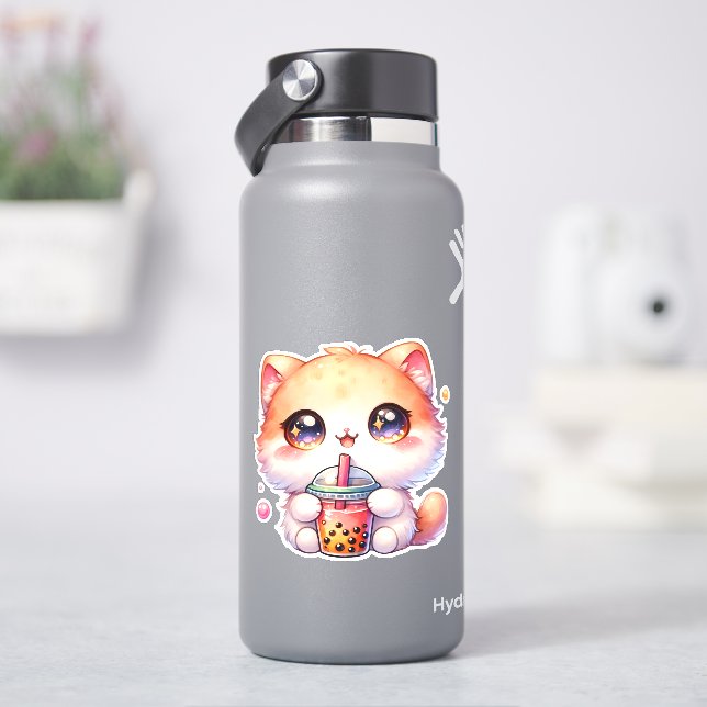 Sticker Chat Boire Boba Cute Bubble Thé (HydroFlask)