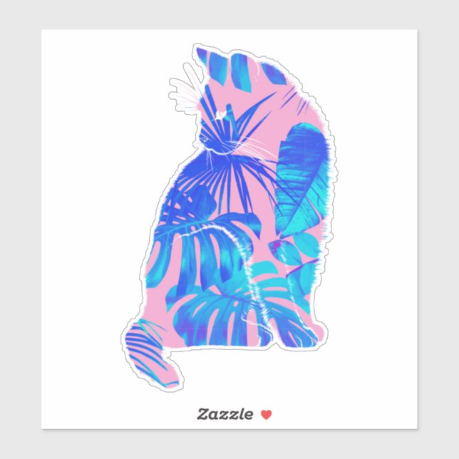 Sticker chat botanique (Feuille)