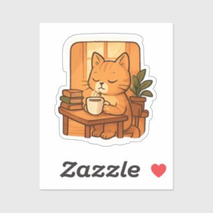 Sticker Chat calme mais concentré