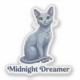 Sticker Chat céleste rêveur de minuit