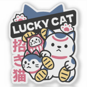 Sticker Chat Chanceux Maneki Neko – Chat de Fortune Japona