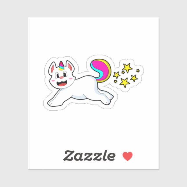Sticker Chat comme licorne (Feuille)