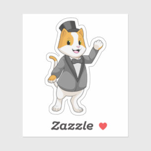 Sticker Chat comme marié avec ruban