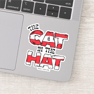 Sticker Chat dans le Casquette   Texte en bande rouge et b