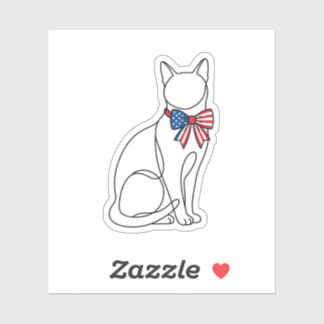 Sticker Chat d'art en ligne minimaliste avec un nœud patri