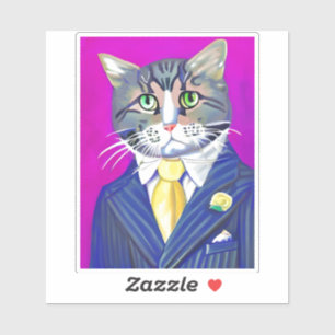 Sticker Chat de gentillesse en costume et en Cravate