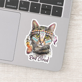 Sticker Chat de nuages rouges
