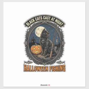 Sticker Chat de pêche Halloween Design de citrouille vinta