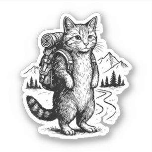 Sticker Chat de randonnée drôle pour randonneurs et amateu