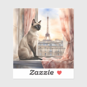 Sticker Chat de Siamese Relaxant sur la Fenêtre Parisienne
