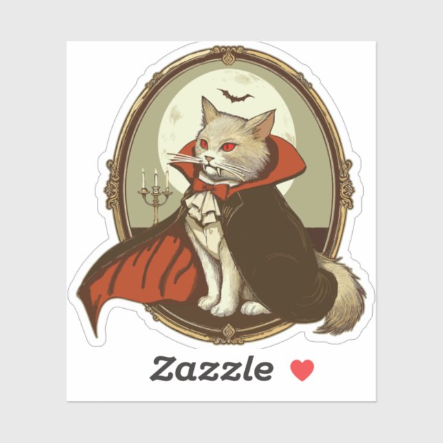 Sticker Chat d'Halloween, Comte Catula (Feuille)