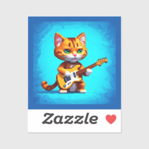 Sticker Chat drôle Jouer de la guitare
