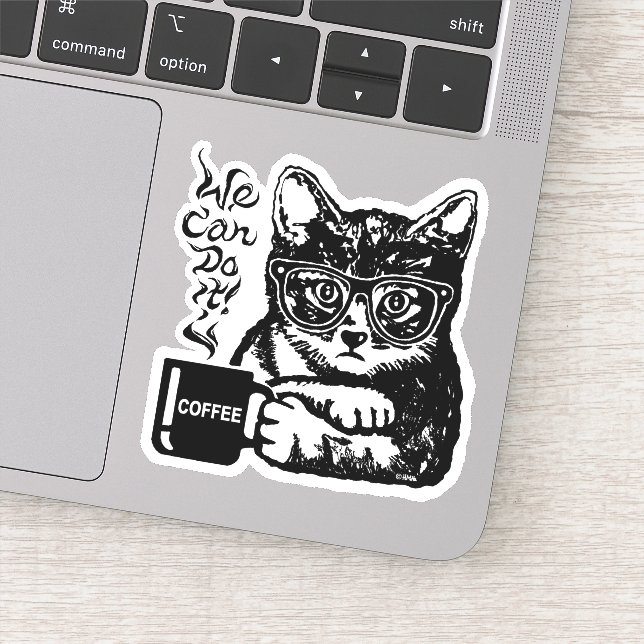 Sticker Chat drôle motivé par le café (Détail)