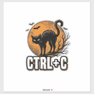 Sticker Chat effrayant CTRL C Conception vectorielle Hallo