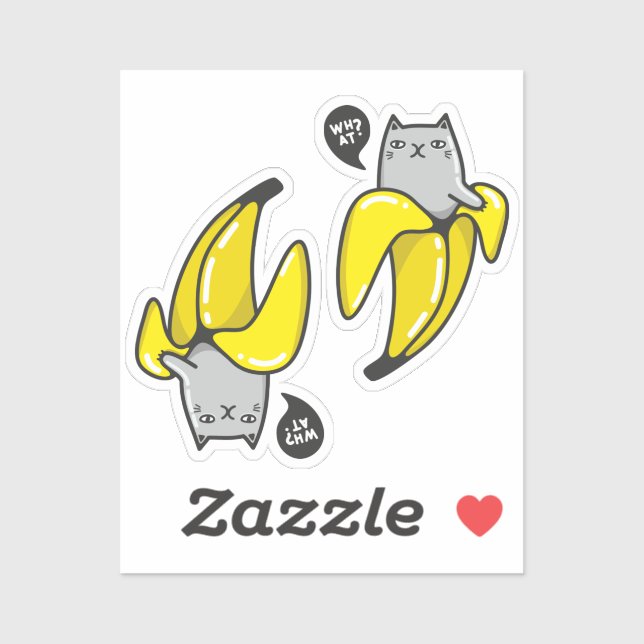 Sticker Chat en banane (Feuille)