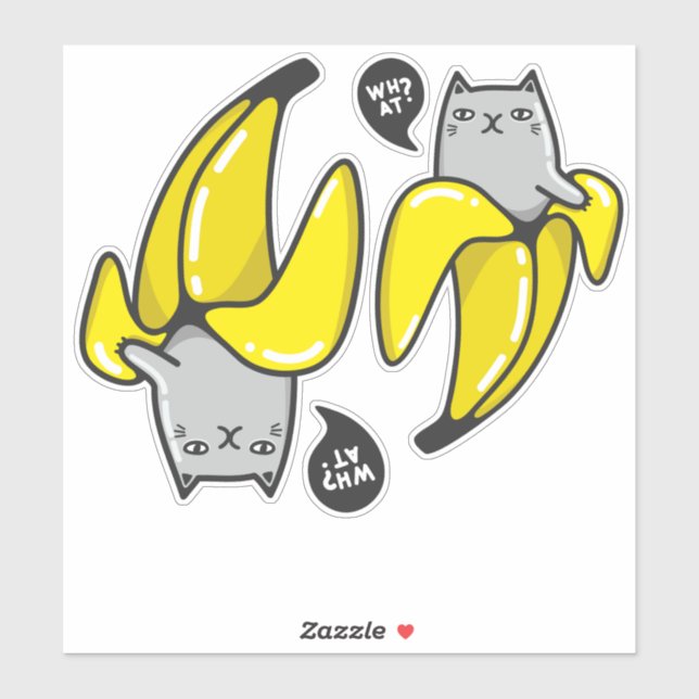Sticker Chat en banane (Feuille)