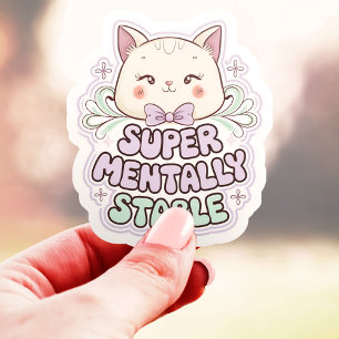Sticker Chat en vinyle super mentalement stable adorable