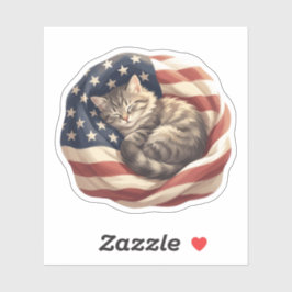Sticker Chat endormi paisible enveloppé dans le drapeau am