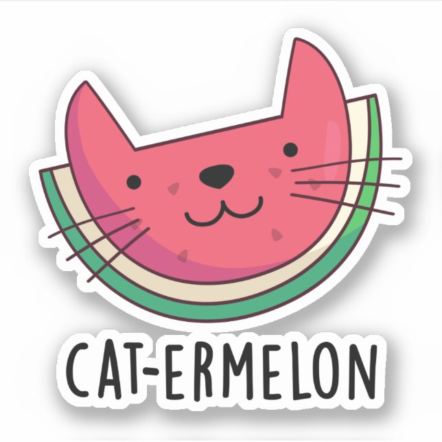Sticker Chat-Ermelon Funny Chat Watermelon Pun (Devant)