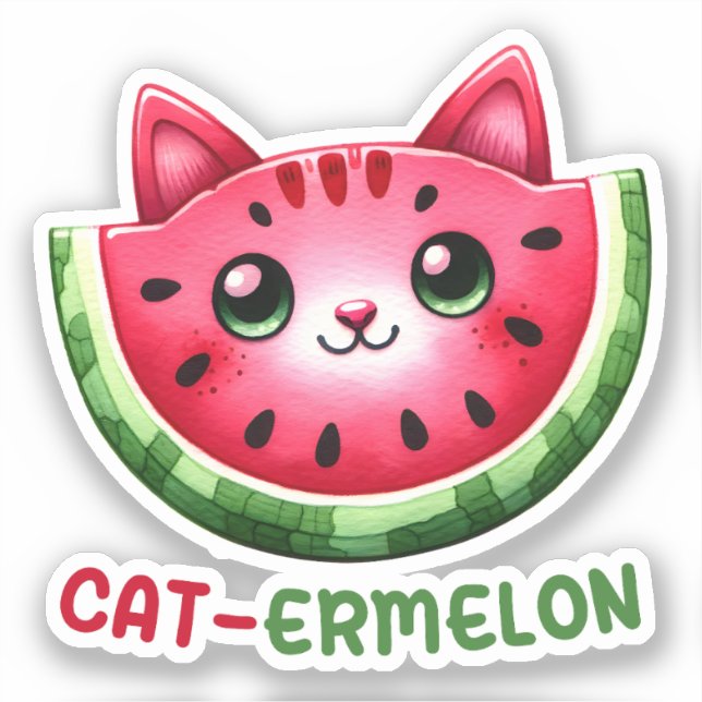 Sticker Chat-Ermelon Funny Chat Watermelon Pun (Recto)
