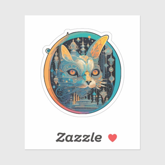 Sticker Chat étrange qui fixe vos phares (Feuille)