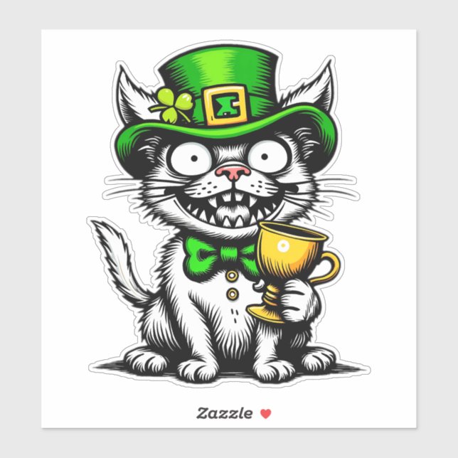 Sticker Chat fou de la Saint-Patrick  (Feuille)