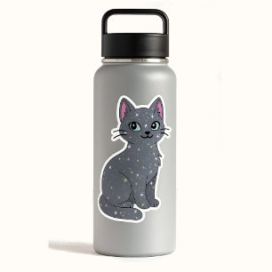 Sticker Chat gris scintillant mystique