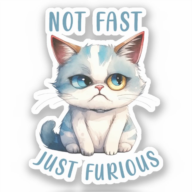Sticker Chat Grumpy - Pas Rapide, Juste Furieux (Recto)