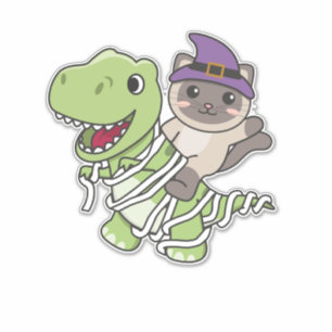Sticker Chat Happy Halloween T-rex costume maman