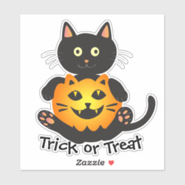 Sticker Chat Holding Jack-o'-Lantern