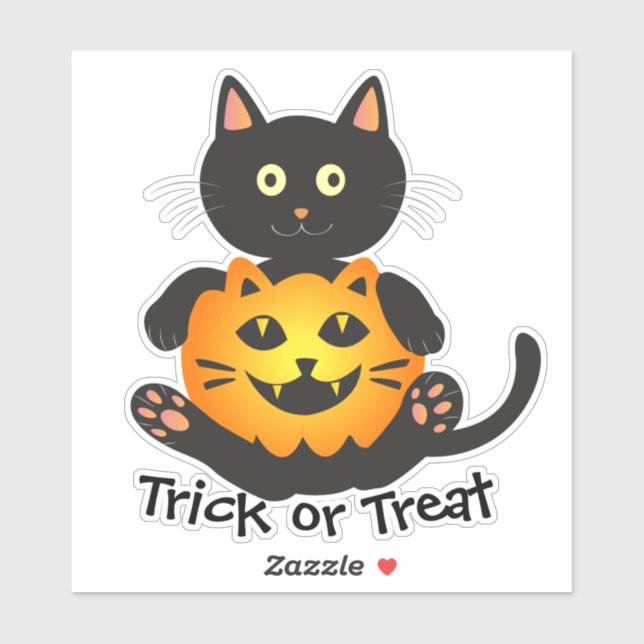 Sticker Chat Holding Jack-o'-Lantern (Feuille)