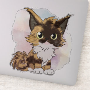 Sticker Chat Maine Coon en aquarelle