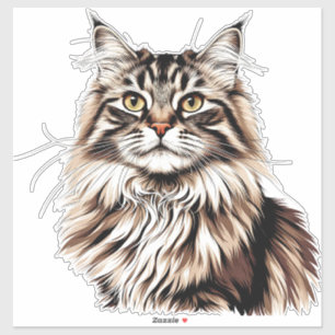 Sticker Chat Maine Coon Fluffy Au Poil Épatant
