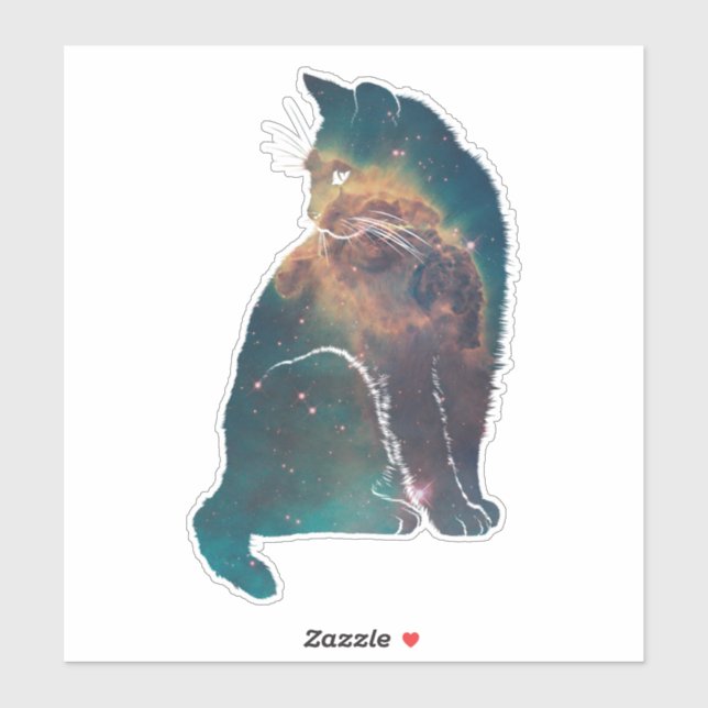 Sticker Chat Nebula de l'espace magique (Feuille)