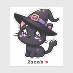 Sticker Chat noir attrapé par Casquette de cuisine