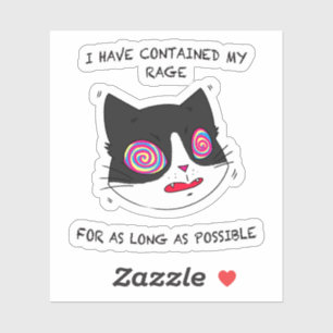Sticker Chat noir et blanc Devenir fou Texte